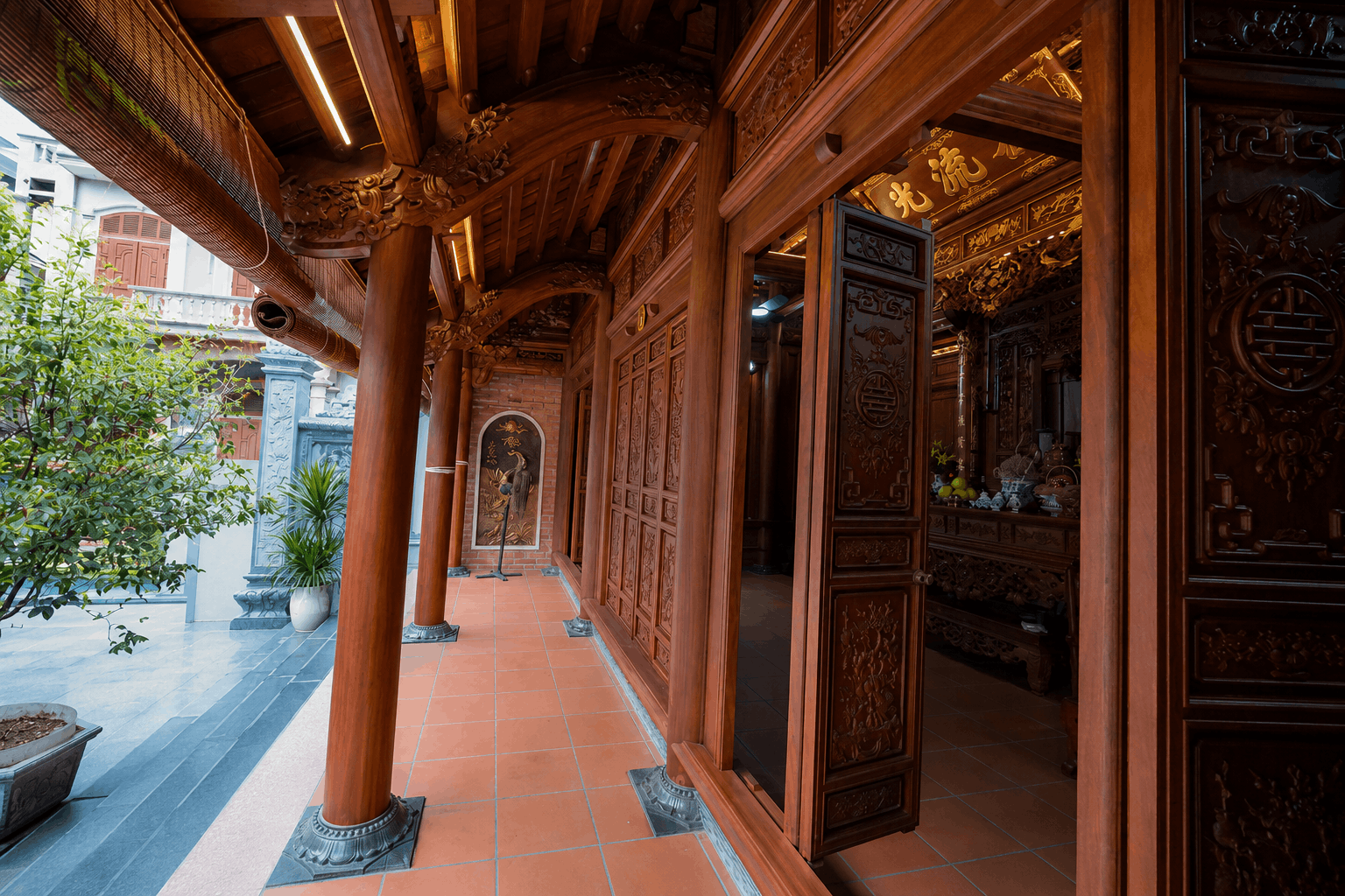 Thiết kế tổng quan của nhà gỗ 3 gian 22 cột đẹp tại Tiên Lữ - Hưng Yên - Hiên nhà Thiết kế tổng quan của nhà gỗ 3 gian 22 cột đẹp tại Tiên Lữ - Hưng Yên - Hiên nhà