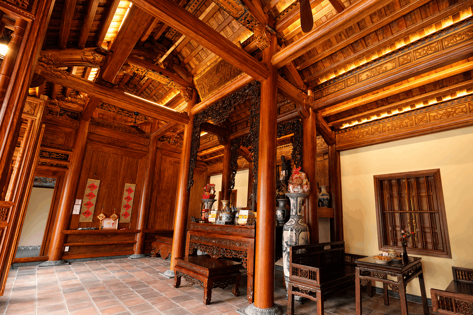 Thiết kế tổng thể nhà gỗ 5 gian 2 buồng gói tại Thanh Oai – Hà Nội - Bên trong nhà Thiết kế tổng thể nhà gỗ 5 gian 2 buồng gói tại Thanh Oai – Hà Nội - Bên trong nhà