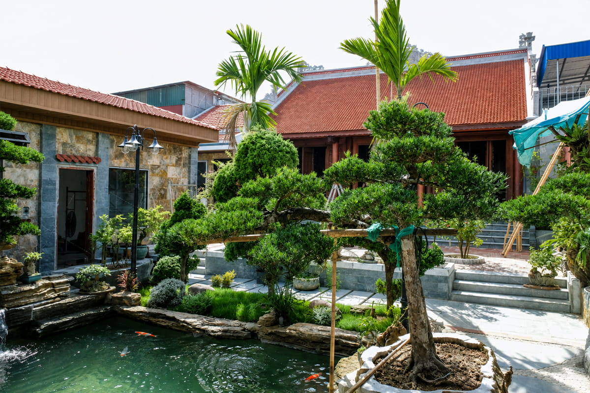 Hoàn Thiện Nhà Gỗ Lim 3 Gian Kết Hợp Sân Vườn Ao Chòi Ở Quốc Oai – Hà Nội