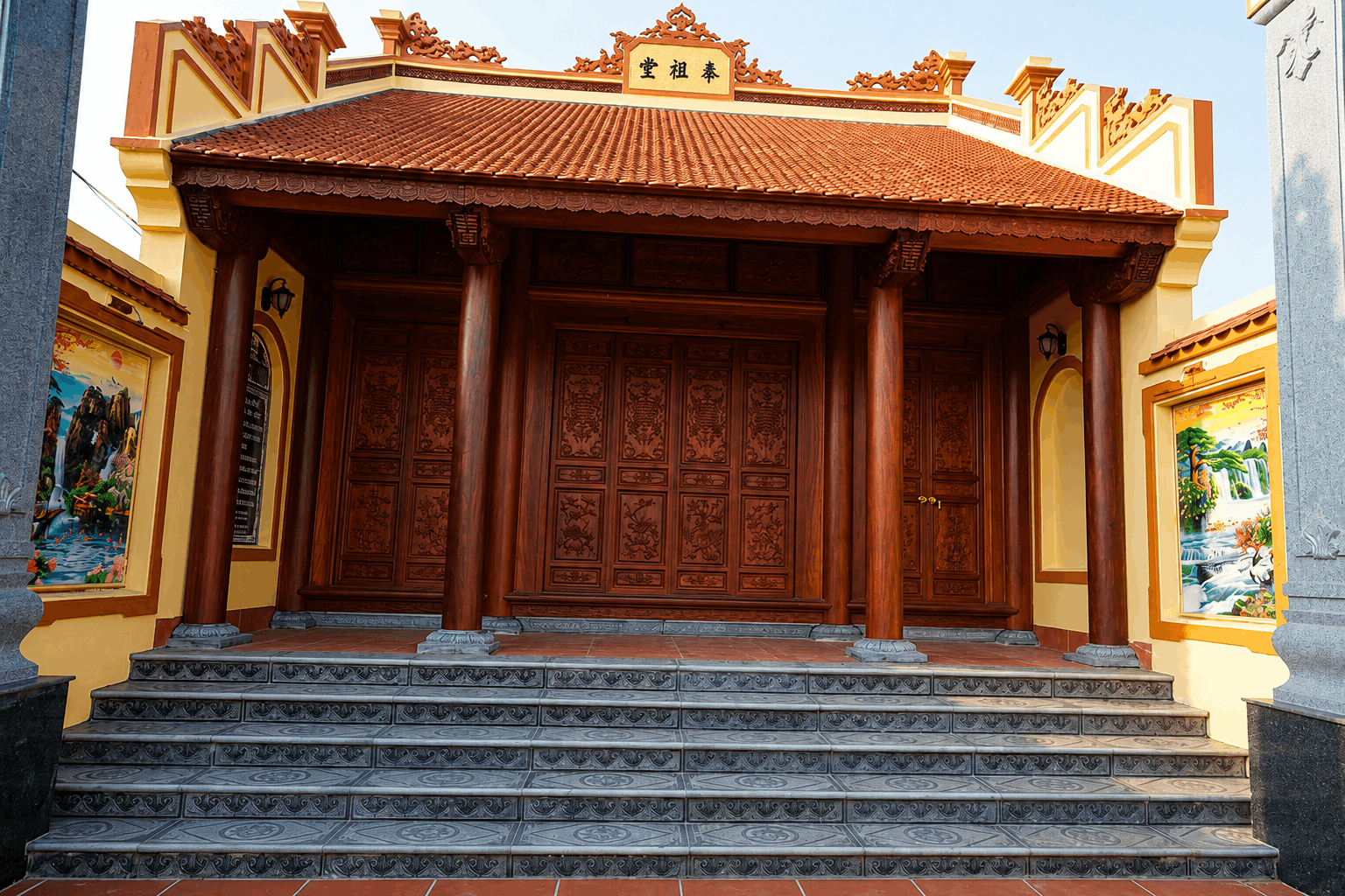 Phần hiên nhà thờ gỗ 3 gian